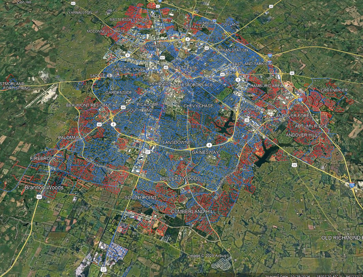 Lexington KY Fiber Internet Map